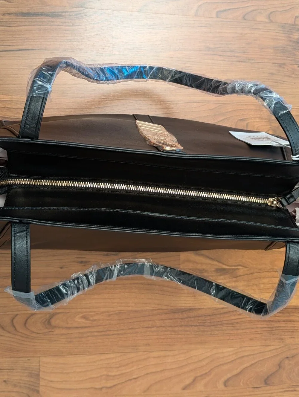 Large Cavalli Class Black Onyx Tote Satchel with Gold Logo Accent NWT